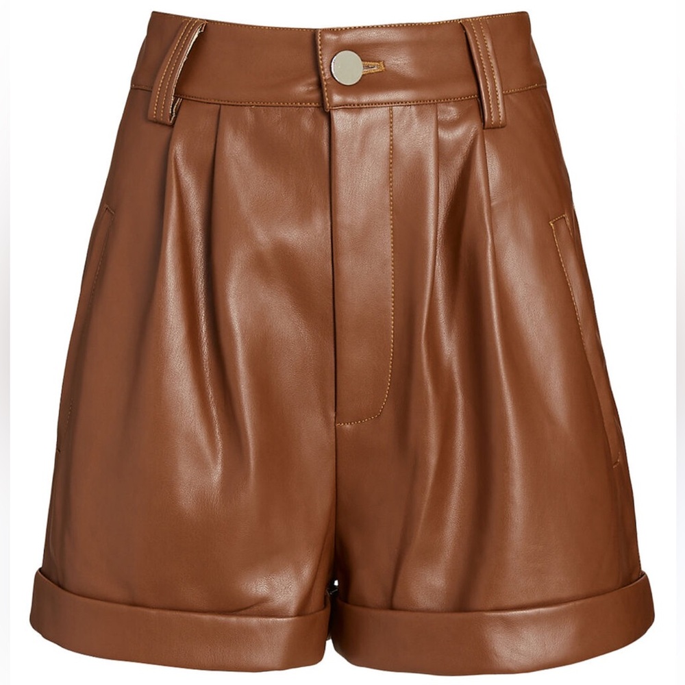 Brown Leather Women Shorts